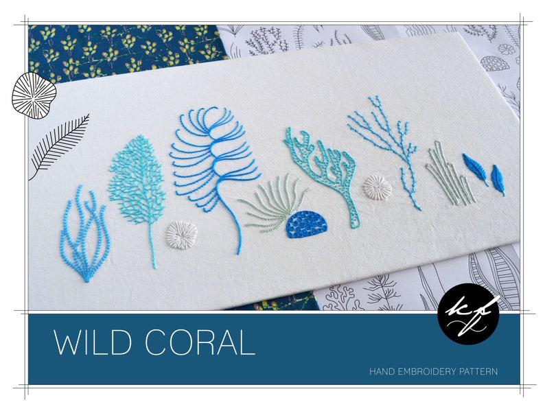 Wild Coral embroidery pattern, a modern design from under the sea image 3