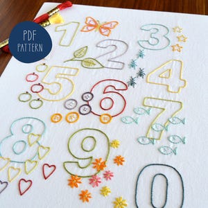 123 numbers embroidery pattern for a new baby nursery or child&#39;s bedroom