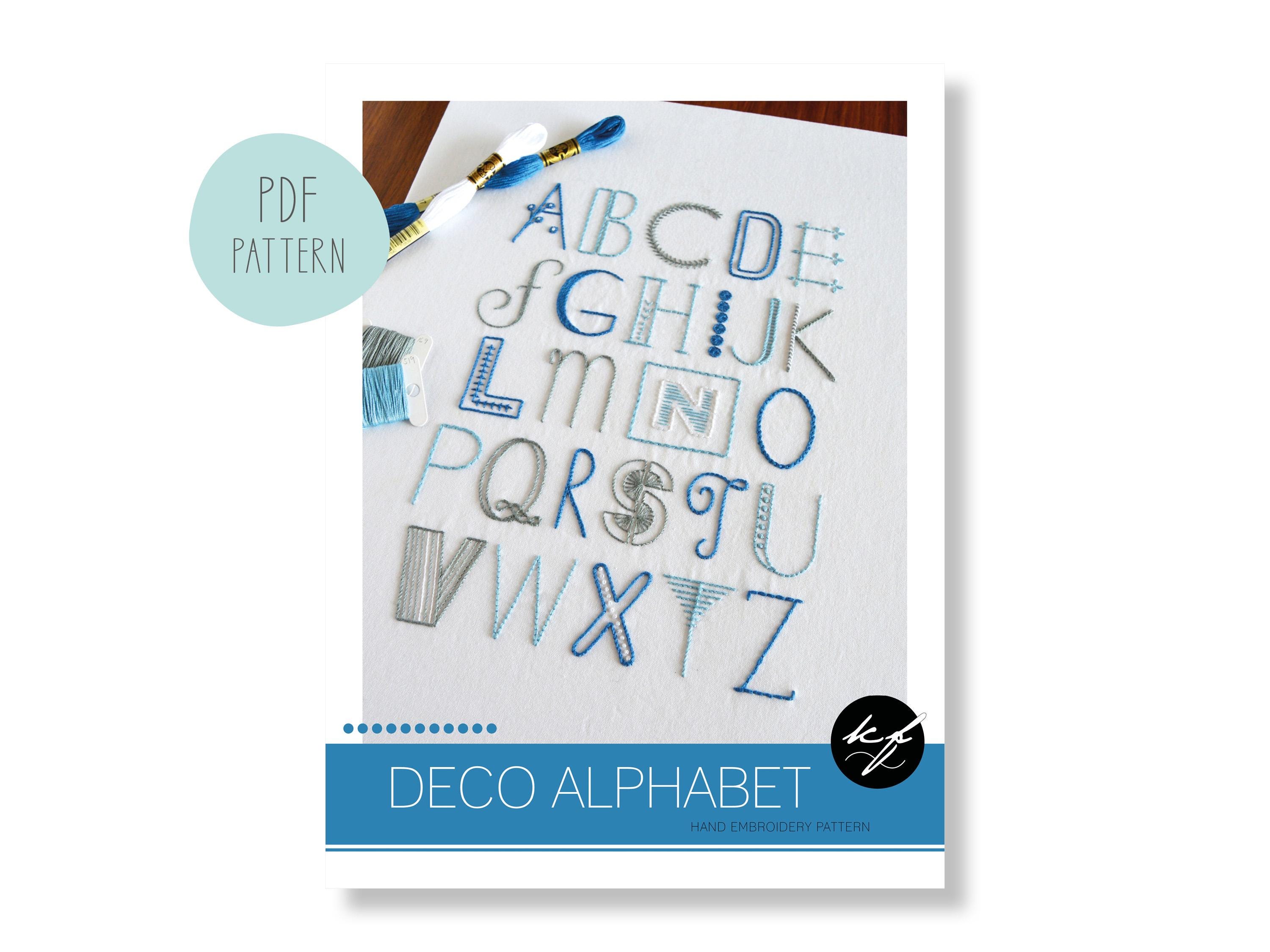 Deco Alphabet Hand Embroidery Pattern for Vintage Lettering (PDF ...