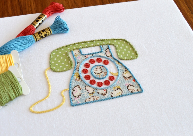 Ring Ring Telephone hand embroidery pattern a modern Etsy