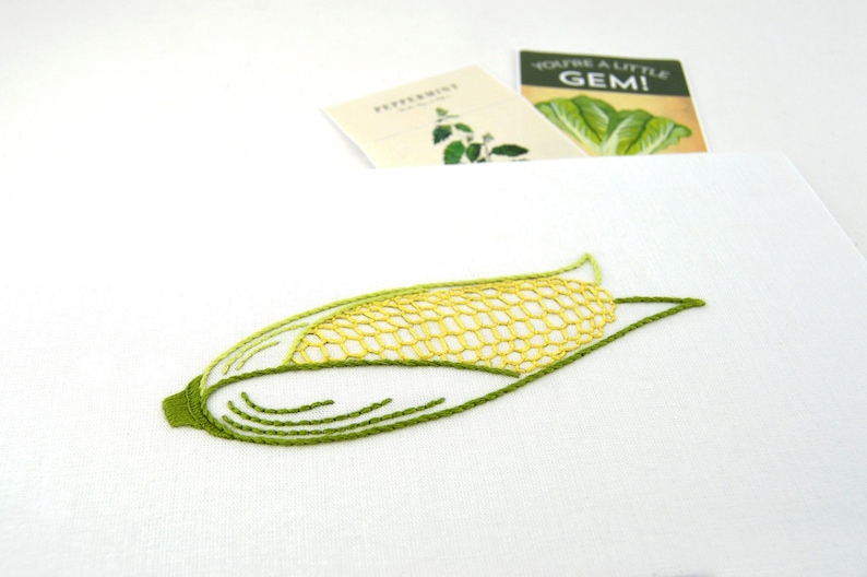 Sweetcorn embroidery pattern for corn on the cob image 1