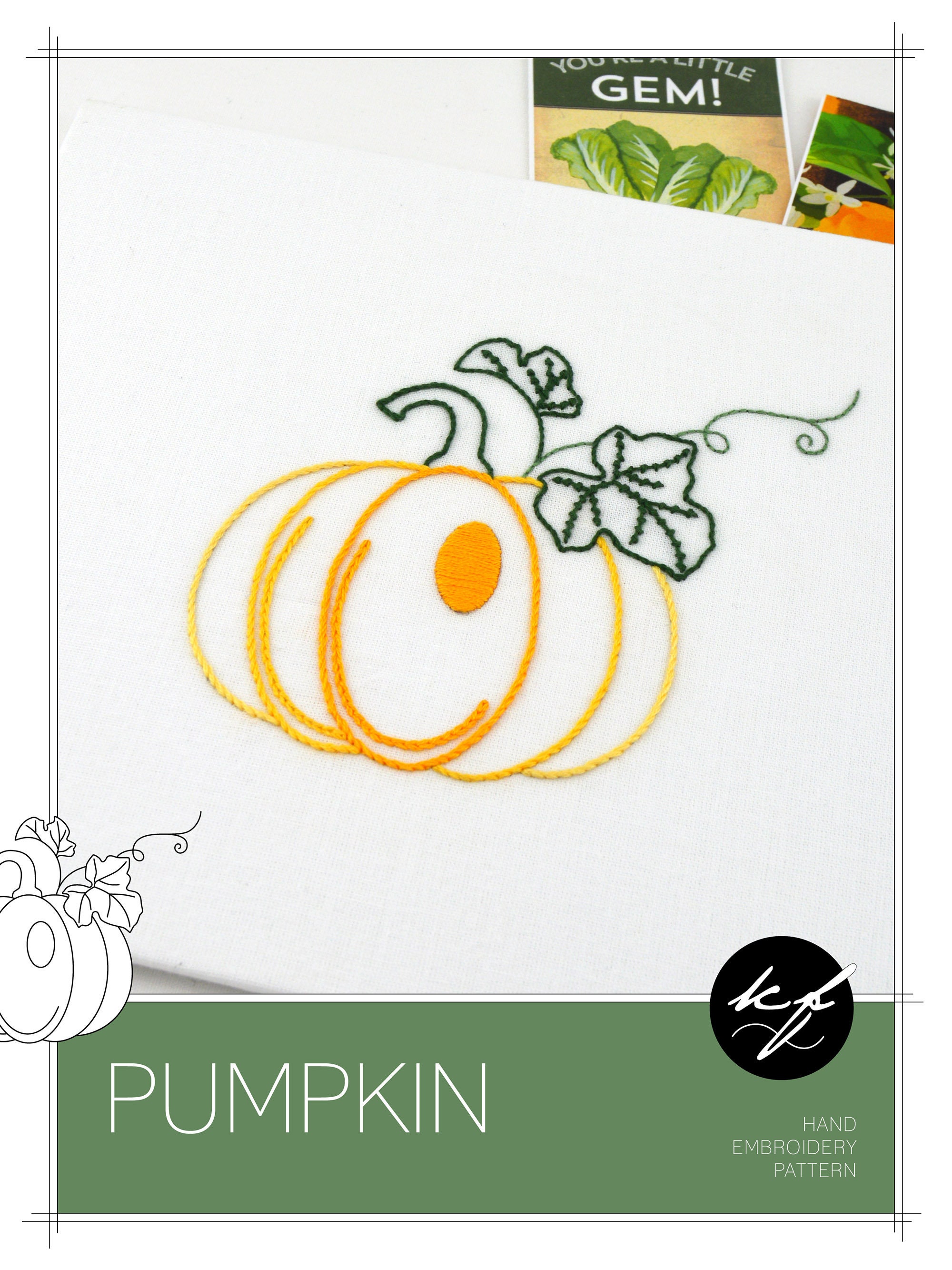 Pumpkin Embroidery Pattern for Harvest Tables and Halloween - Etsy