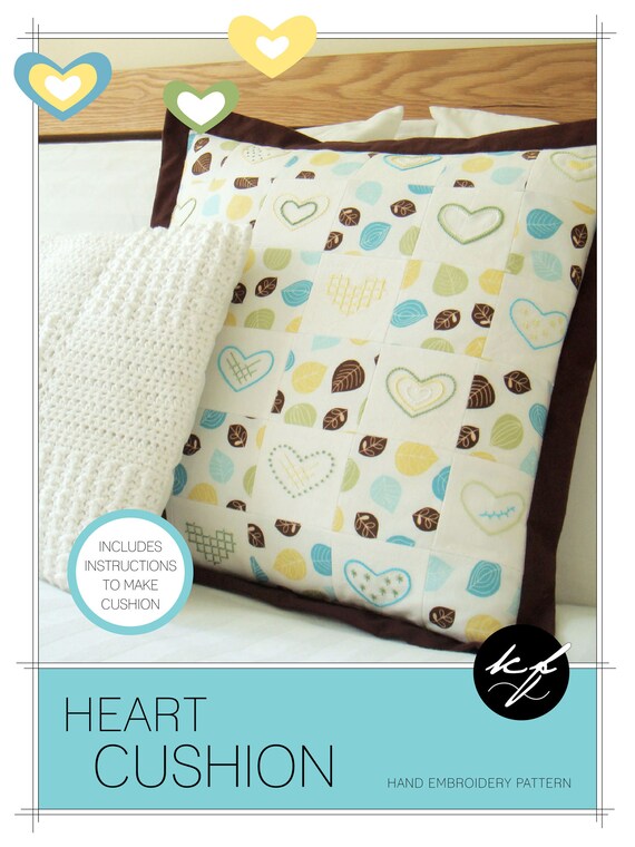 Heart Cushion Hand Embroidery Pattern Sewing Pattern Modern Etsy