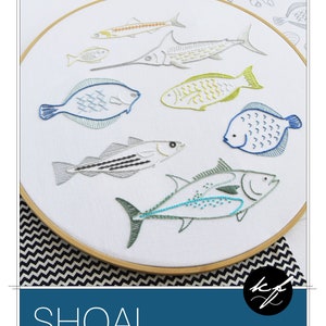 Shoal embroidery pattern for eight realistic fish designs image 2