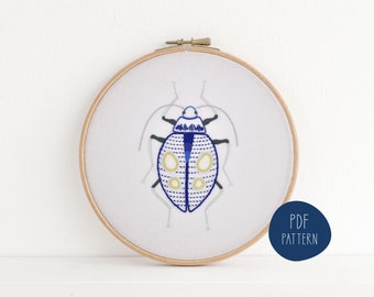 Beetle IV hand embroidery pattern for a lifelike bug insect