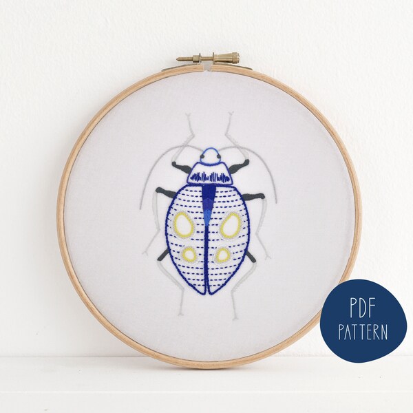 Beetle IV hand embroidery pattern for a lifelike bug insect