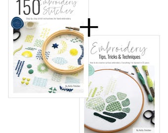 150 Embroidery Stitches + Embroidery Tips, Tricks & Techniques books, how-to guides for modern hand embroidery (digital downloads)