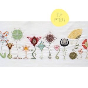 Celtic Stems, a unique hand embroidery pattern with embroidered appliqué and beading details