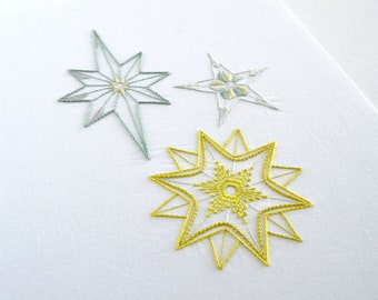 Starlight embroidery pattern of three stars for the Christmas holidays