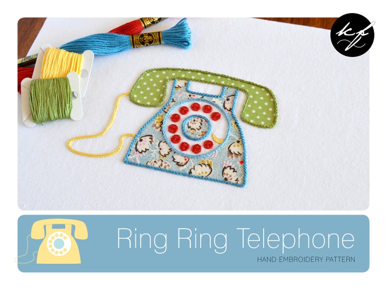 Ring Ring Telephone hand embroidery pattern a modern Etsy