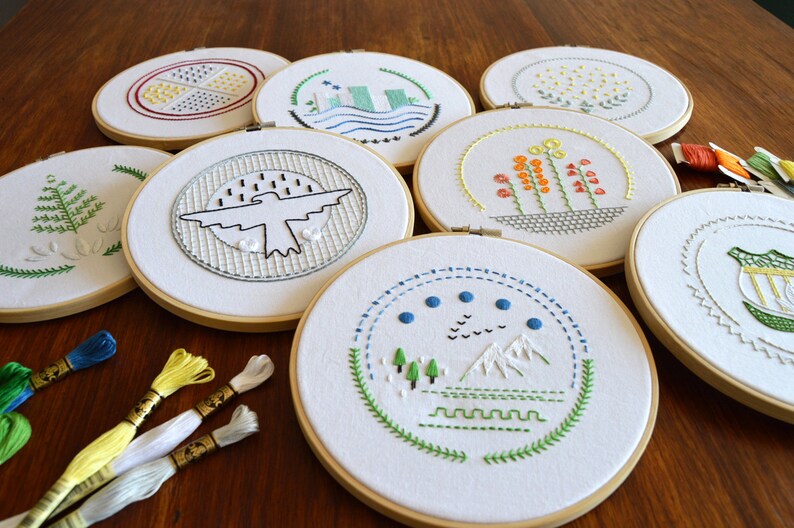 Patch Samplers Hand Embroidery Pattern Eight Modern Etsy