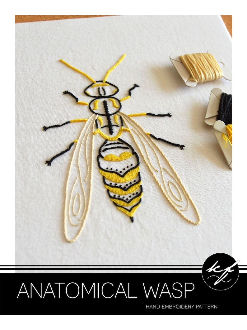 Anatomical Wasp, a lifelike embroidery pattern for an insect image 2