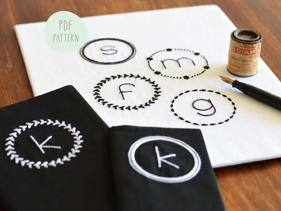 Daisy Chain Monograms hand embroidery pattern. Full alphabets of 26 letters each in four different styles (PDF pattern)
