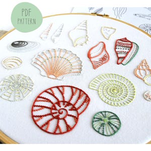 Stickmuster Muscheln für 15 Muschel Motive