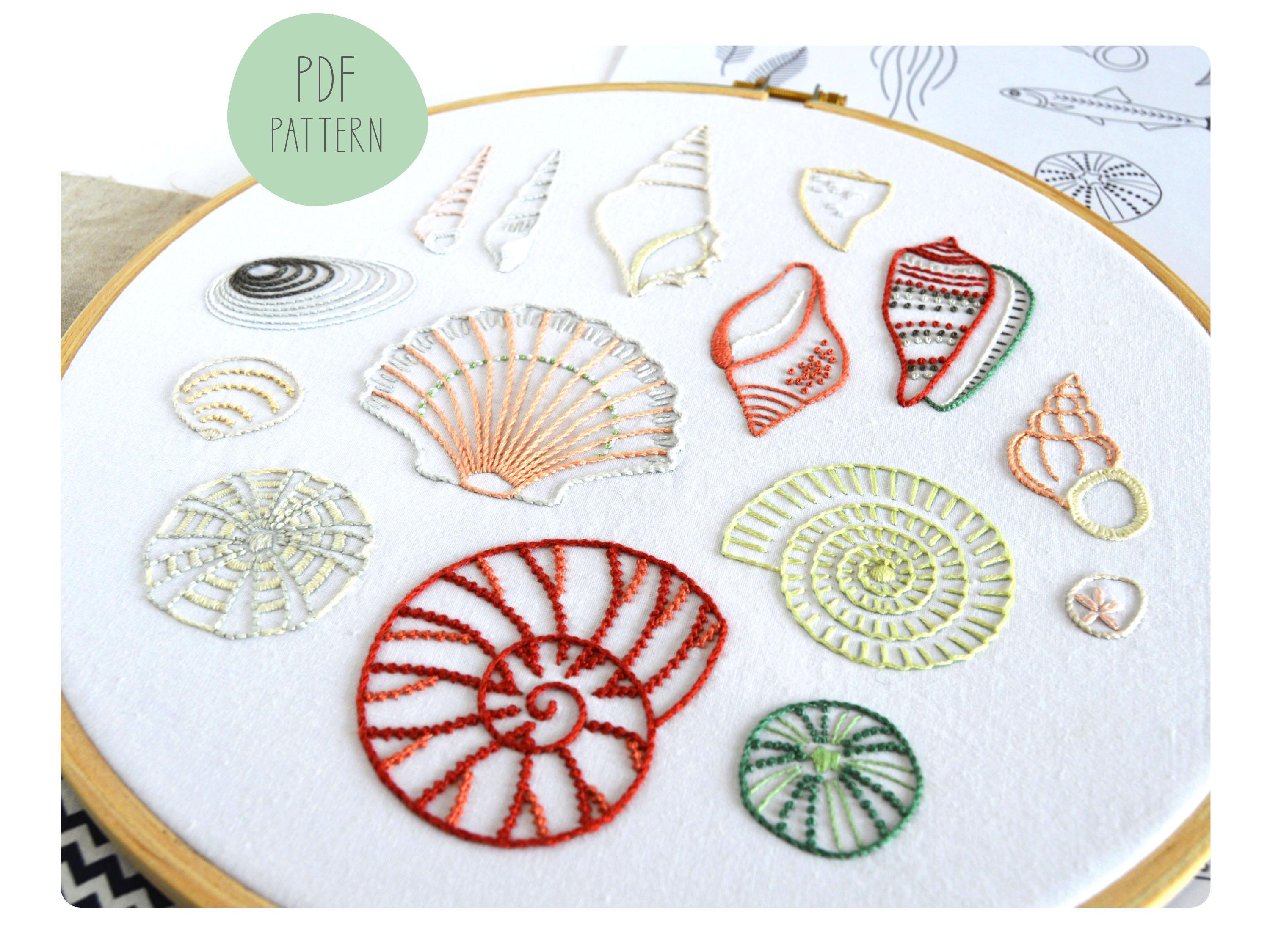 Free Pix Sheel Pattern Shells Embroidery Pattern for 15 Seashell Designs - Etsy