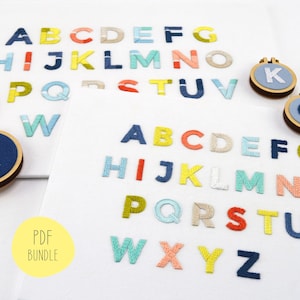Micro/Mini Monogramas, 2 padrões de bordado à mão para alfabetos de letras bordados modernos