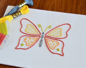 Papillon I, a modern embroidery pattern for a butterfly