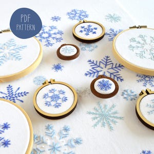 Snowflakes hand embroidery pattern with lots of original designs to stitch for winter and the holidays