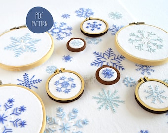 Snowflakes hand embroidery pattern. Original designs for winter and the holidays (PDF pattern)