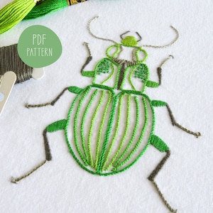 Anatomical Beetle, a lifelike embroidery pattern for an insect