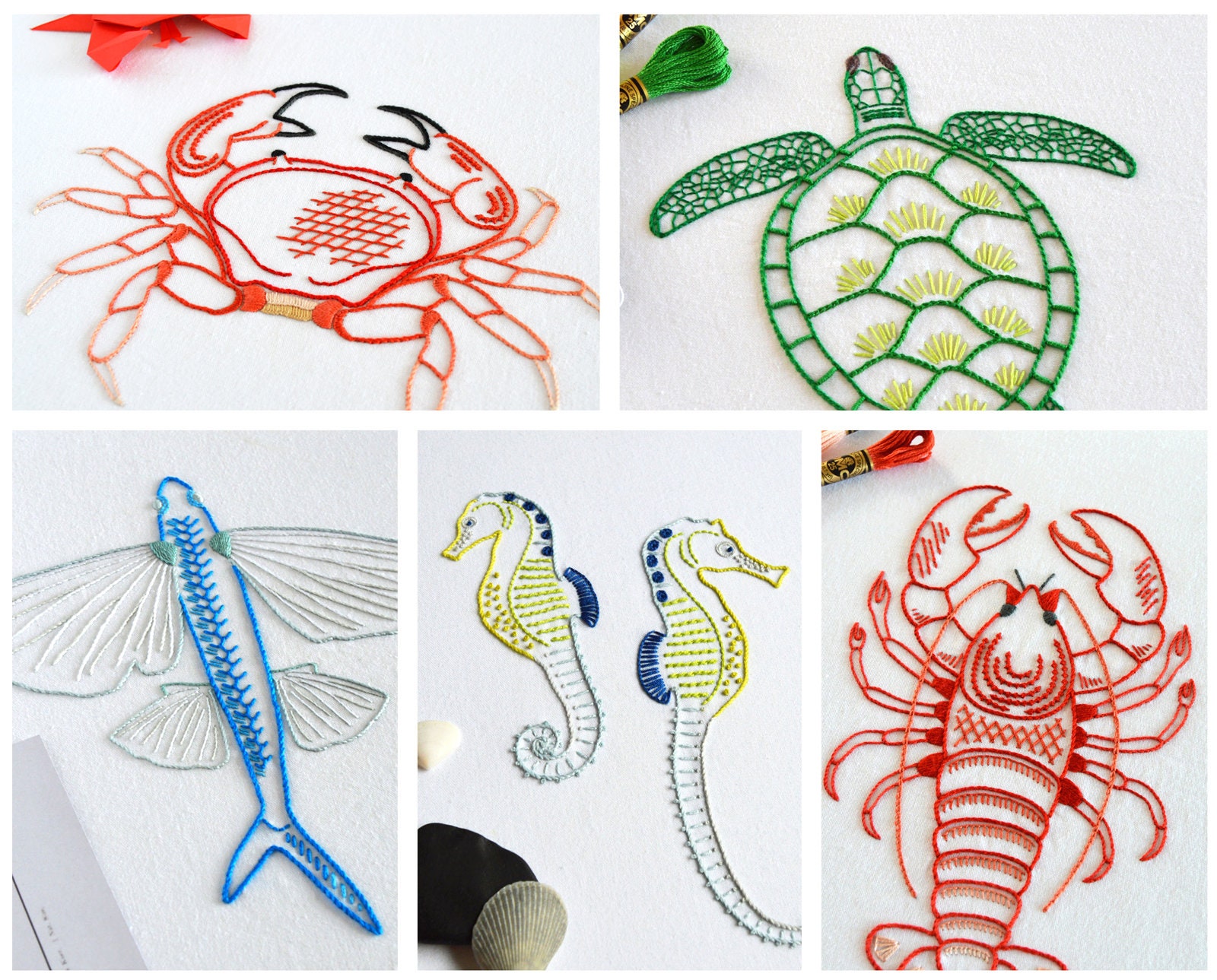 Anatomical Sea Creatures Hand Embroidery Pattern Five Modern - Etsy