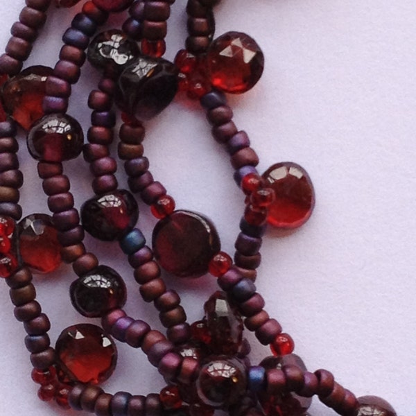 Garnet bead and briolette bracelet