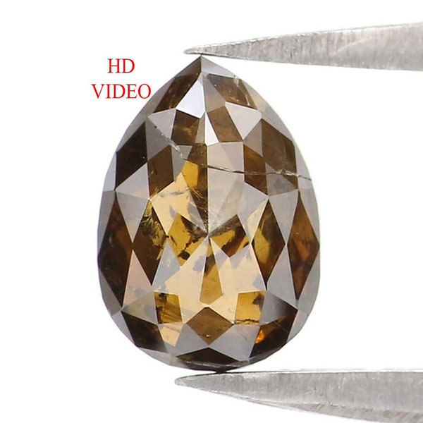 0.90 CT Natural Loose Pear Shape Diamond Deep Fancy Brown Color Pear Cut Diamond 7.30 MM Natural Loose Pear Shape Rose Cut Diamond KR127