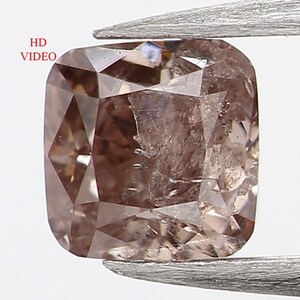 0.22 Ct Natural Loose Diamond, Cushion Diamond, Brown Diamond, Pink Diamond, Polished Diamond, Real Diamond, Rustic Diamond L5600