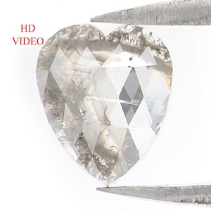 0.65 CT Natural Loose Heart Shape Diamond Salt And Pepper Heart Diamond 6.65 MM Natural Loose Black Grey Color Heart Rose Cut Diamond QL1627