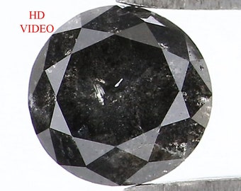 Diamant rond naturel en vrac de 0,64 carat, sel et poivre, diamant rond taille brillant, 5,10 mm, couleur gris noir KR2051