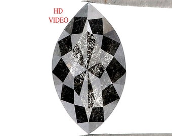 1.47 CT Natural Loose Marquise Shape Diamond Salt And Pepper Marquise Rose Cut Diamond 9.50 MM Black Grey Color Marquise Cut Diamond LQ3023