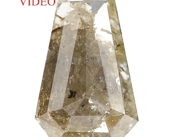 2.61 CT Natural Loose Coffin Cut Diamond Grey Brown Color Coffin Shape Diamond 11.05 MM Natural Loose Diamond Coffin Rose Cut Diamond QL400