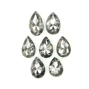 1.07 CT Natural Loose Pear Shape Diamond Salt And Pepper Pear Cut Diamond 3.90 MM Black Grey Color Pear Shape Rose Cut Diamond KDL1279