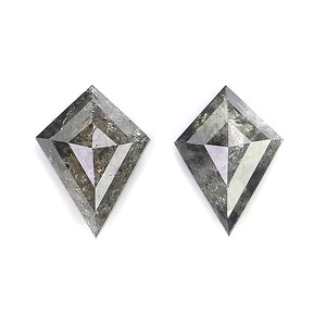 0.67 CT Natural Loose Kite Cut Pair Diamond Salt And Pepper Kite Shape Diamond 6.20 MM Natural Black Grey Color Kite Rose Cut Diamond LQ2736
