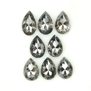 1.05 CT Natural Loose Pear Shape Diamond Salt And Pepper Pear Cut Diamond 3.80 MM Black Grey Color Pear Shape Rose Cut Diamond KDK2404