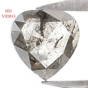0.66 CT Natural Loose Heart Shape Diamond Salt And Pepper Heart Diamond 5.50 MM Natural Loose Black Grey Color Heart Shape Rose Cut QL8267