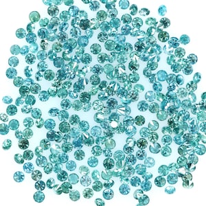 Diamante natural solto, redondo, azul brilhante, cor I1 I3, pureza de 1,10 a 1,55 mm, lote com 25 peças Q22