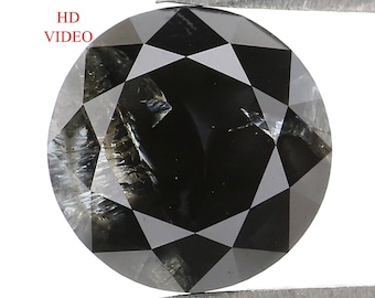 2.93 CT Natural Loose Round Shape Diamond Black Grey Color Round Shape Diamond 9.00 MM Salt And Pepper Round Brilliant Cut Diamond QL389