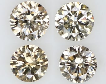 Natural Loose Diamond Round Brown Color I1 Clarity 4 Pcs 0.28 Ct L4166