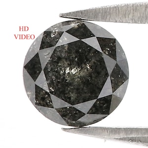 1.02 CT Natural Loose Round Cut Diamond Black Grey Color Round Shape Diamond 5.95 MM Salt And Pepper Round Brilliant Cut Diamond QL3094