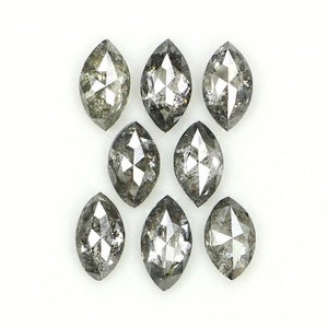 0.93 CT Natural Loose Marquise Shape Diamond Salt And Pepper Marquise Rose Cut Diamond 4.10 MM Black Grey Color Marquise Cut Diamond QL1312