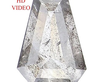 0.42 CT Natural Loose Coffin Shape Diamond Salt And Pepper Coffin Diamond 5.55 MM Natural Black Grey Color Coffin Rose Cut Diamond QL2159