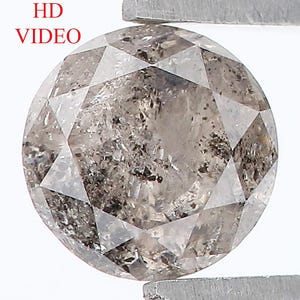 Diamante redondo suelto natural de 0,70 quilates, diamante redondo de color sal y pimienta, diamante redondo de talla brillante natural de 5,35 mm, color gris negro, LQ065
