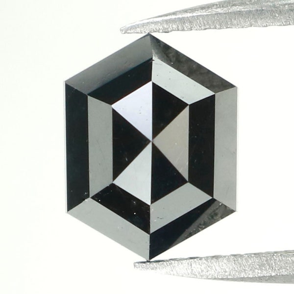 2.28 CT Natural Loose Hexagon Shape Diamond Black Hexagon Rose Cut Diamond 8.50 MM Natural Loose Black Color Hexagon Rose Cut Diamond QL9576