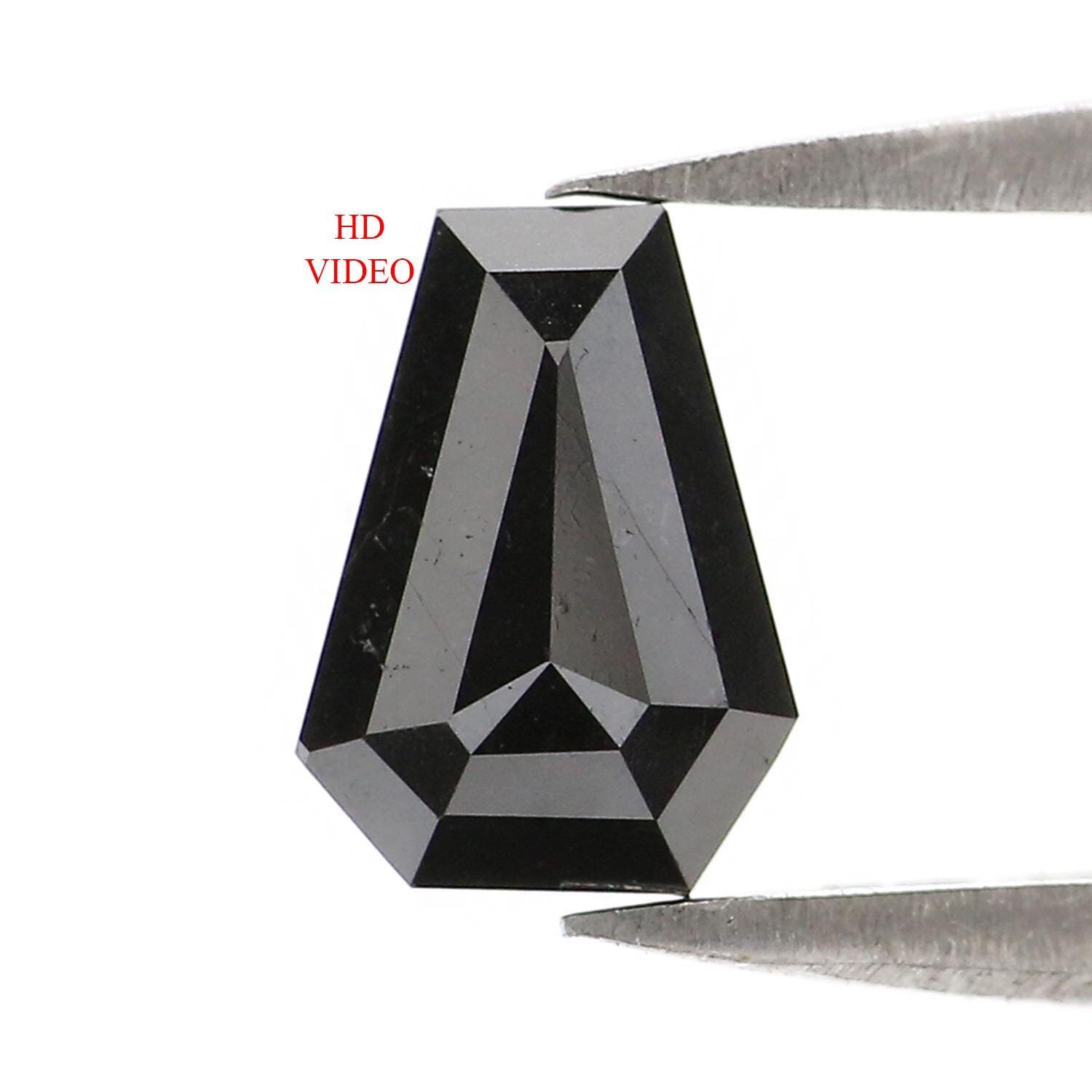 0.70 CT Natural Loose Coffin Shape Diamond Black Color Coffin Cut Diamond 7.10 MM Natural Loose Black Color Coffin Rose Cut Diamond KQ2716