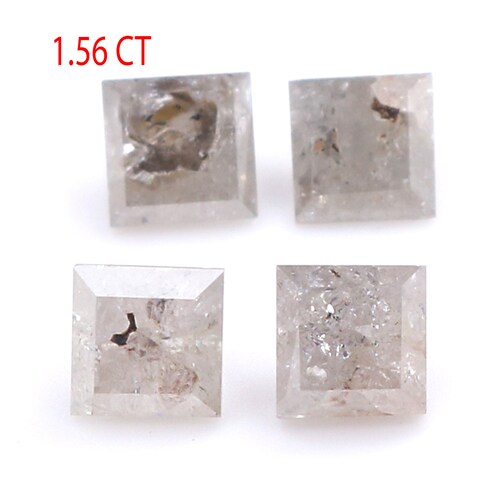 Shops Natural Loose Princess Grey Color Diamond 1.56 CT 3.90 MM Princess Shape Rose Cut Diamond KR1602