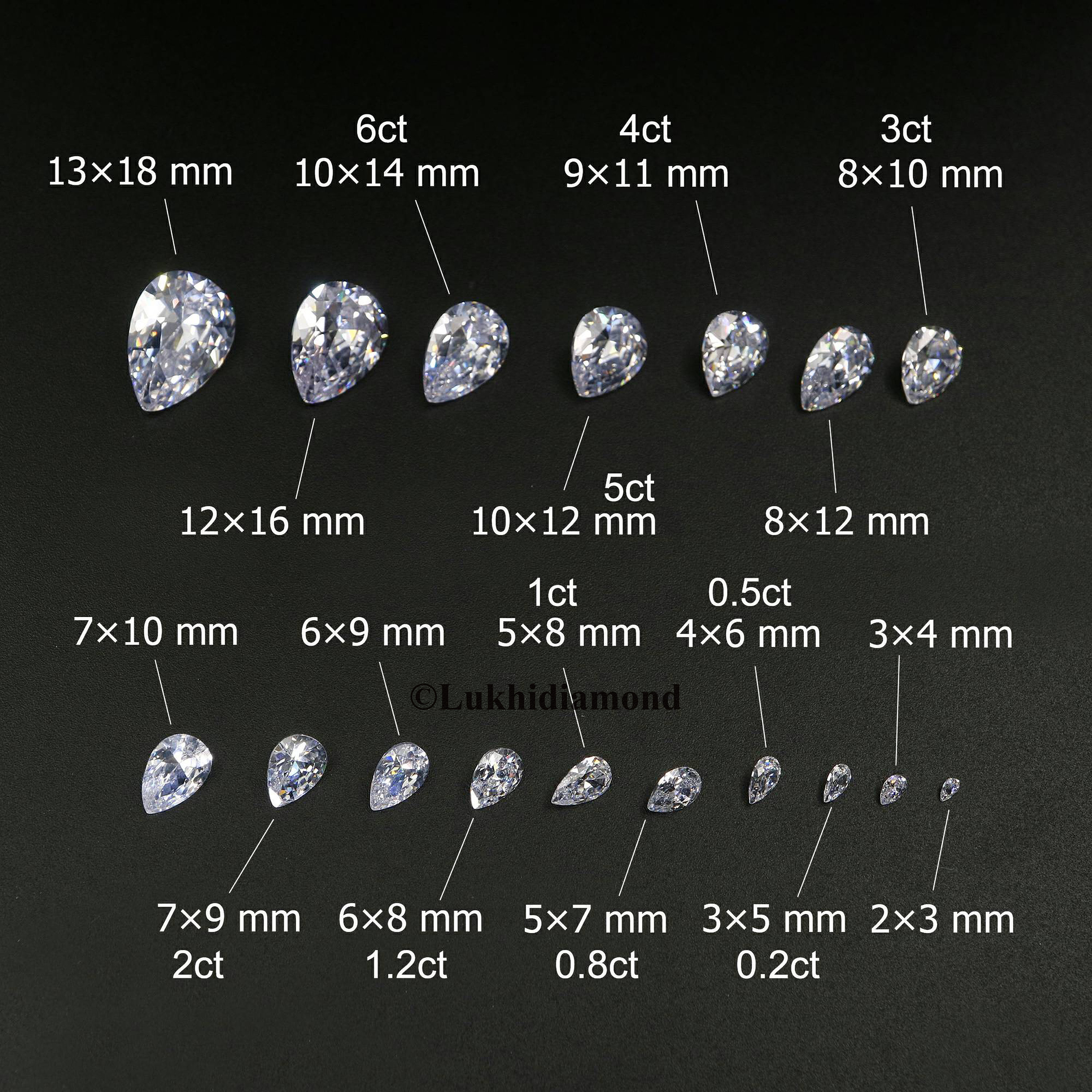 Pear Cut Lab Grown Diamond 3X2/4X3/5X3 MM Size Pear D/E/F