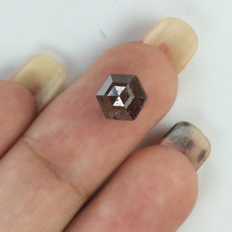 2.14 Natural Loose Diamond Hexagon Brown Color I3 Clarity 7.80 MM KR2102