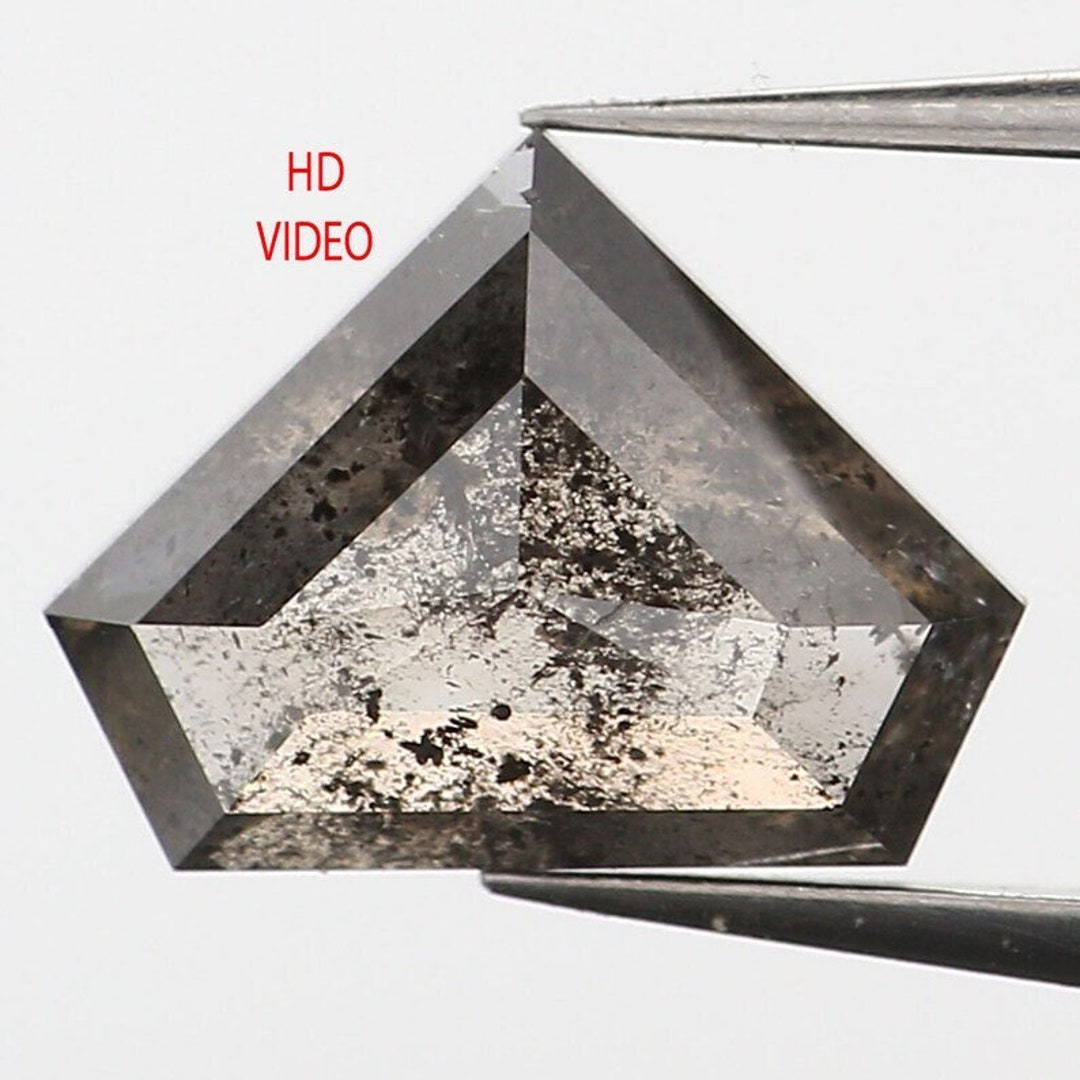 0.89 Ct Natural Loose Shield Shape Diamond Salt and Pepper Shield Cut ...