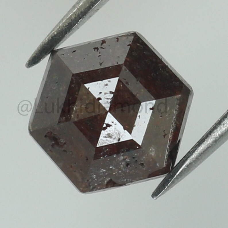 2.14 Natural Loose Diamond Hexagon Brown Color I3 Clarity 7.80 MM KR2102